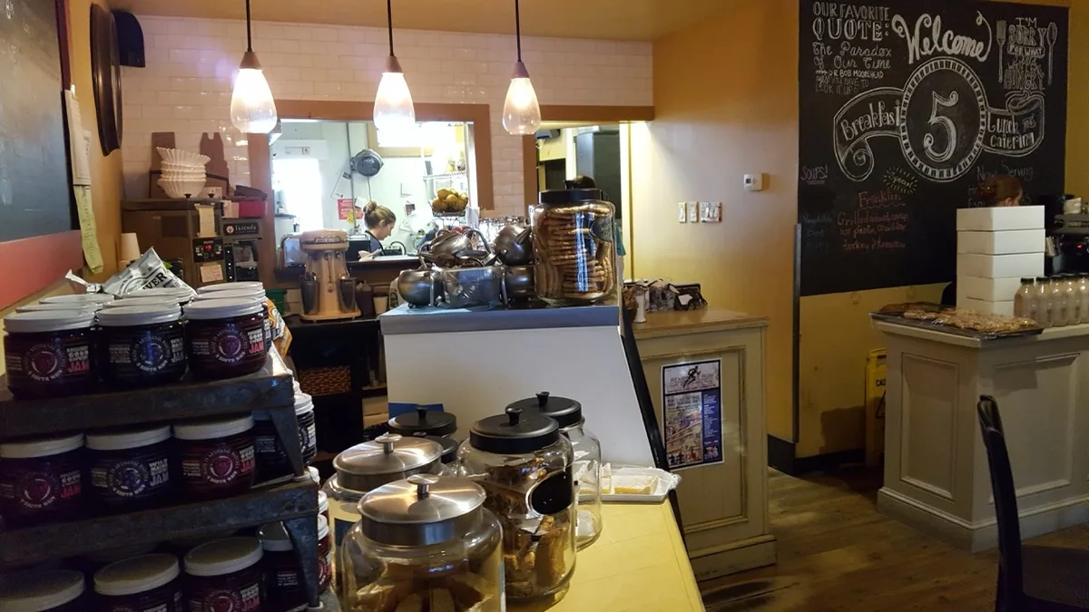 The pastry and coffee counter inside 5 South Main